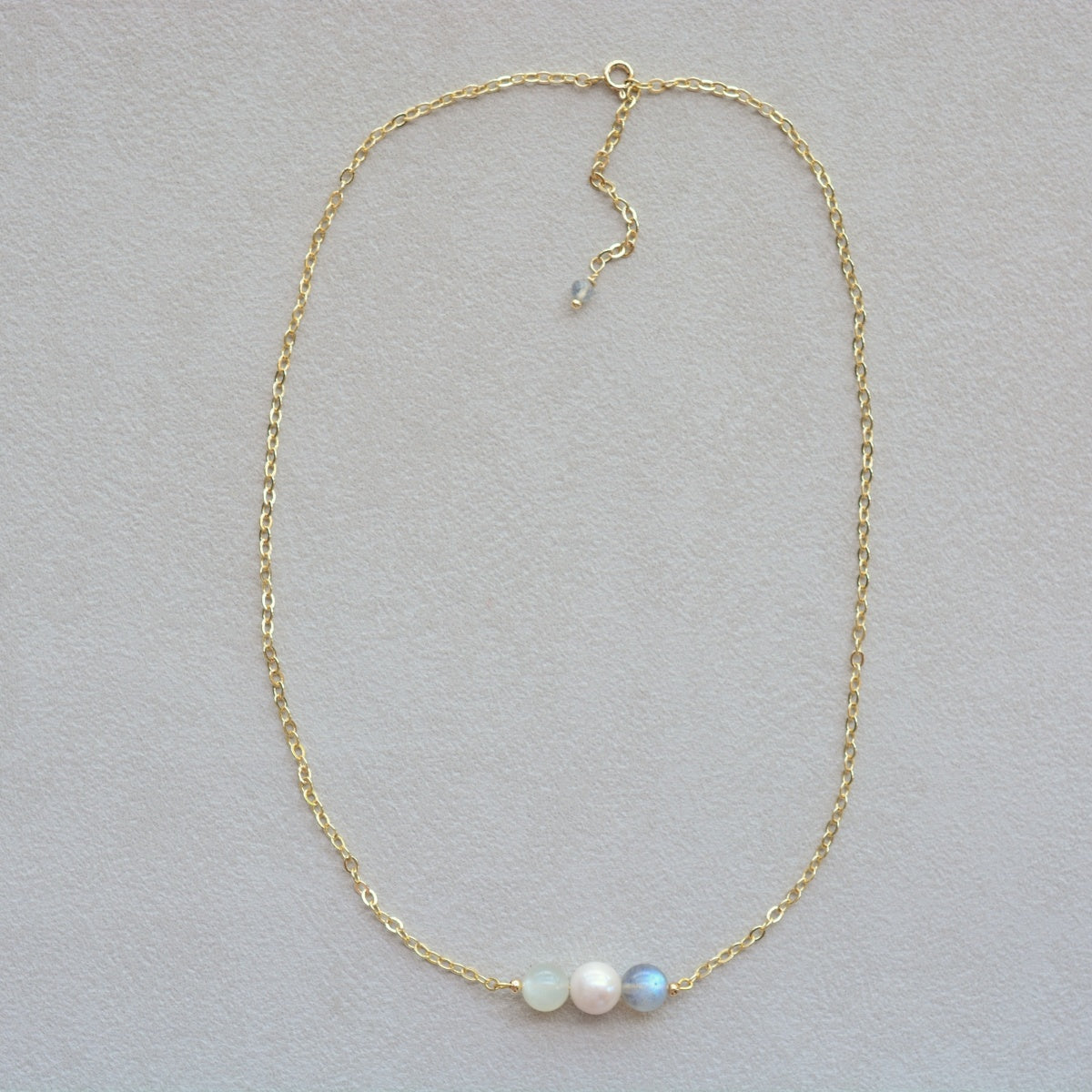Crystal Necklace Moonstone Rose Quartz Pearl Gemstones
