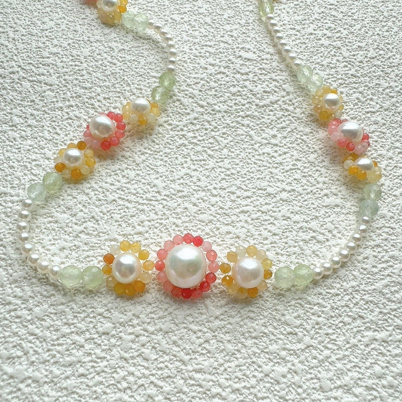 Flower Pearl Necklace Gemstone Jewelry