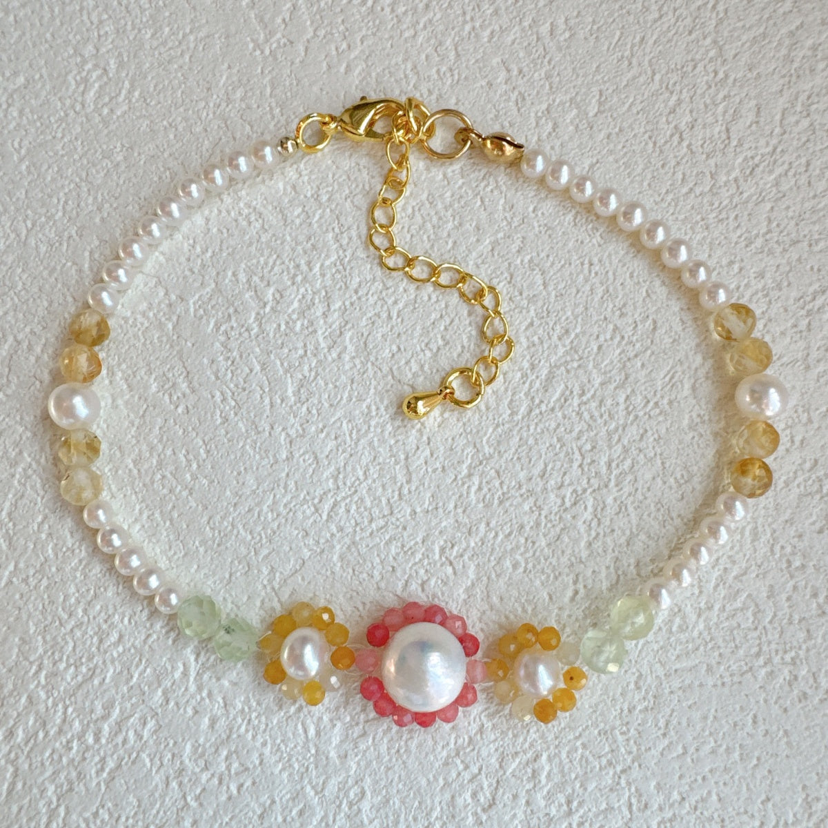 Crystal Bead Flower Bracelet Gemstone Jewelry