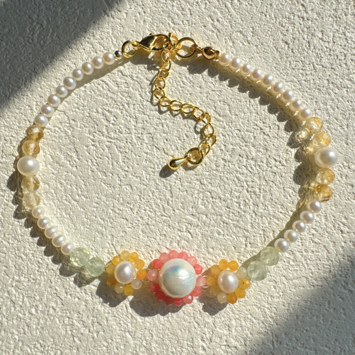 Crystal Bead Flower Bracelet Gemstone Jewelry