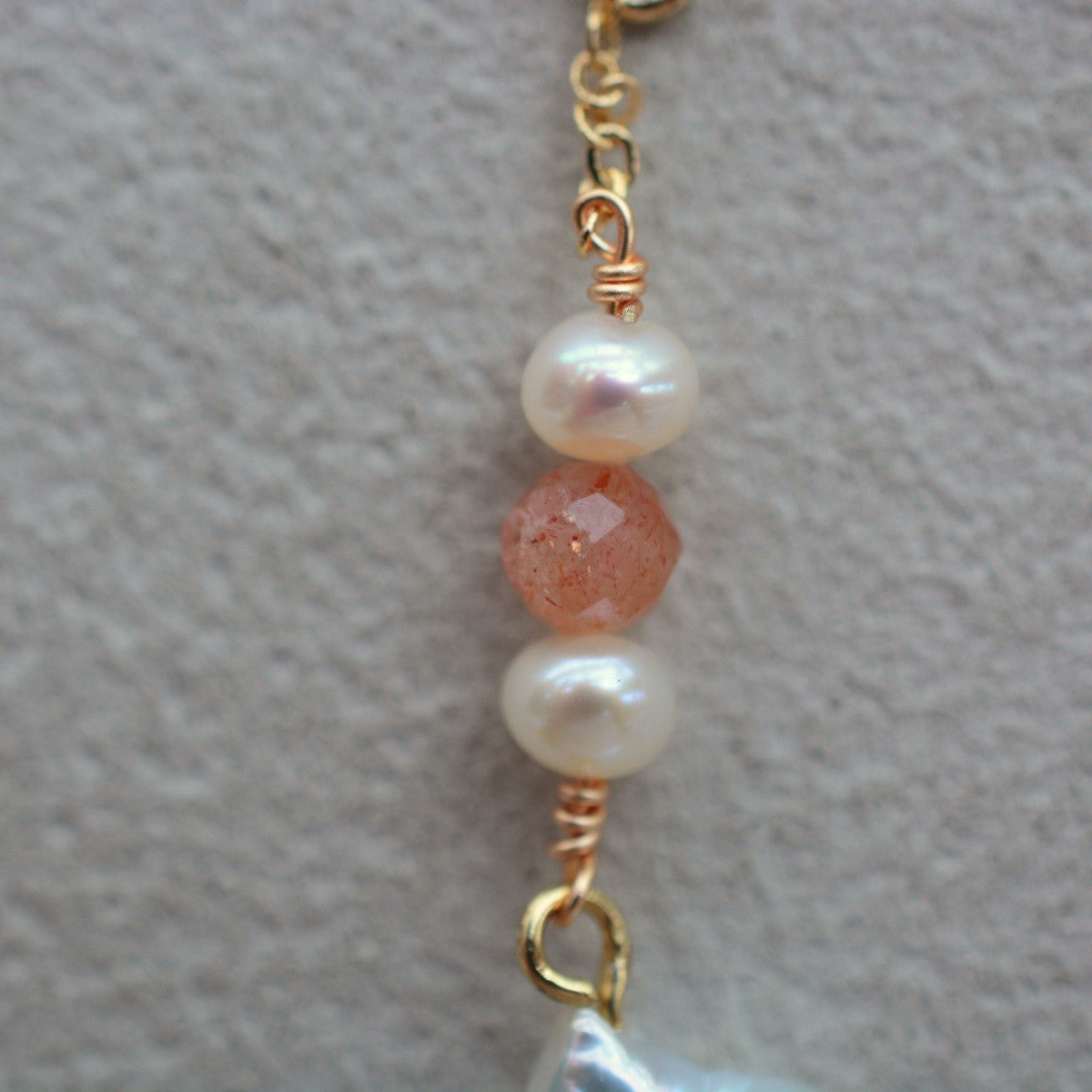 Star Pearl Earrings with Natural Sunstone