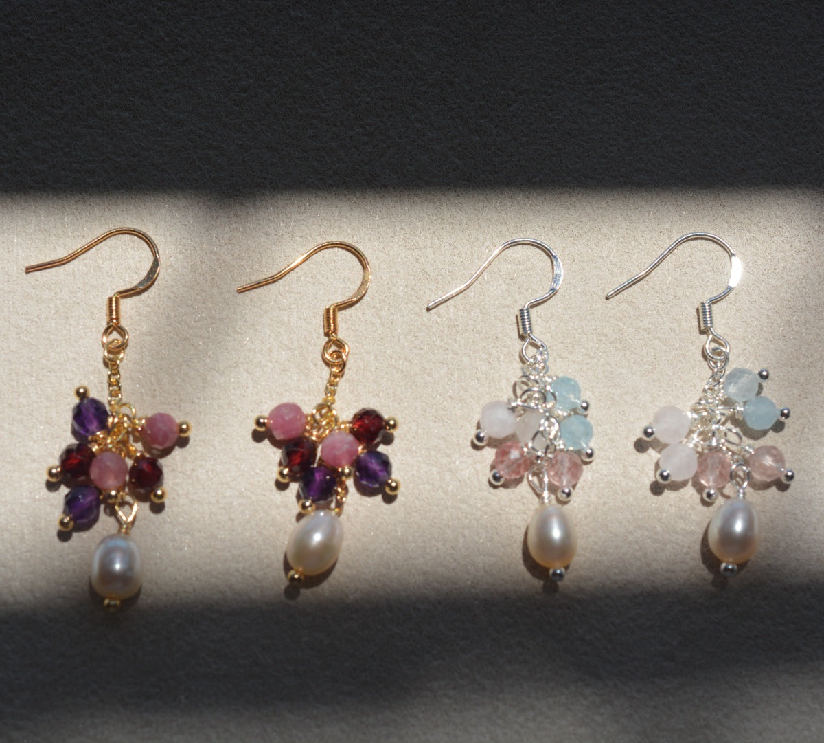 Pearl Earrings with Natural Crystal