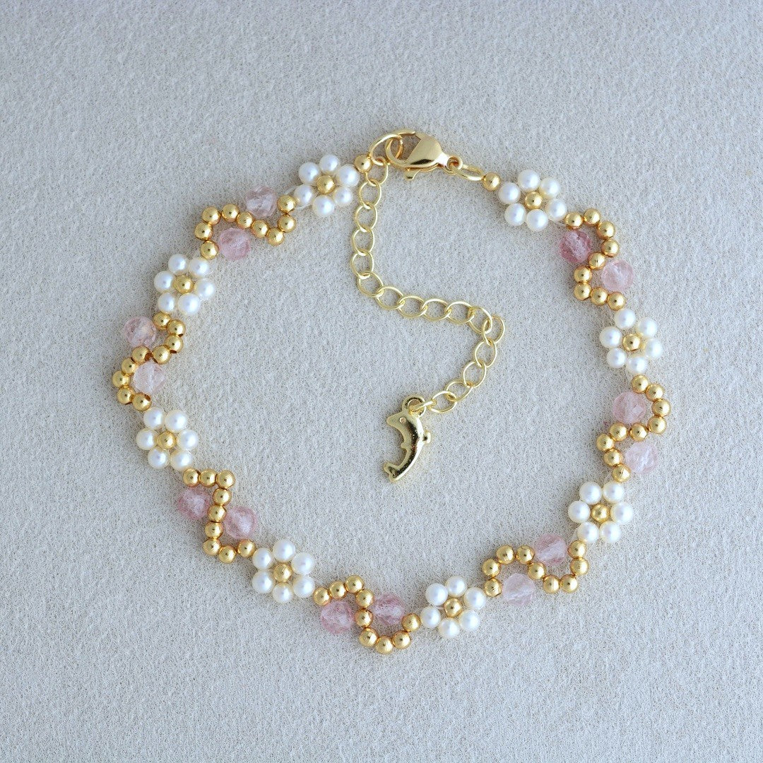 Natural Crystal Pearl Bracelets Handmade Gemstone Jewelry