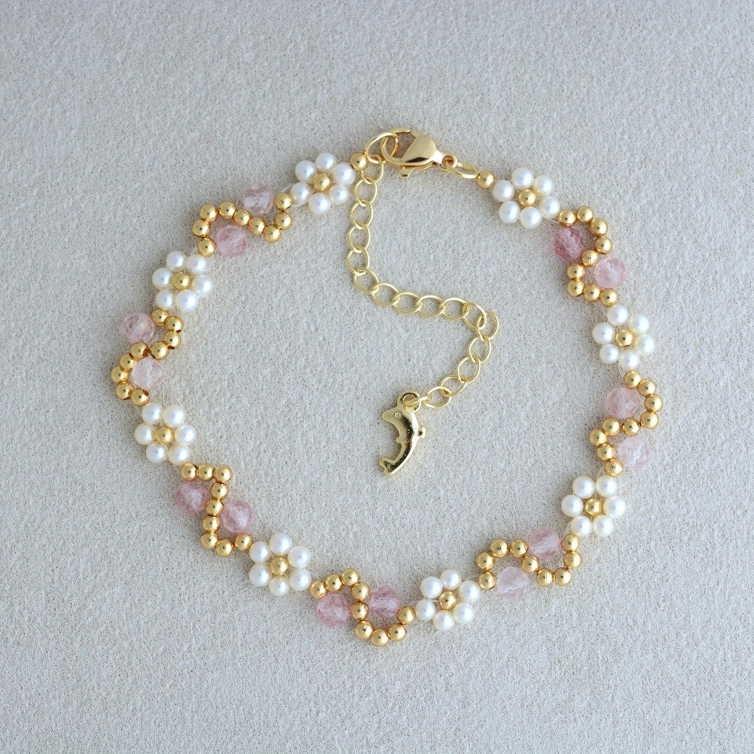 Natural Crystal Pearl Bracelets Handmade Gemstone Jewelry