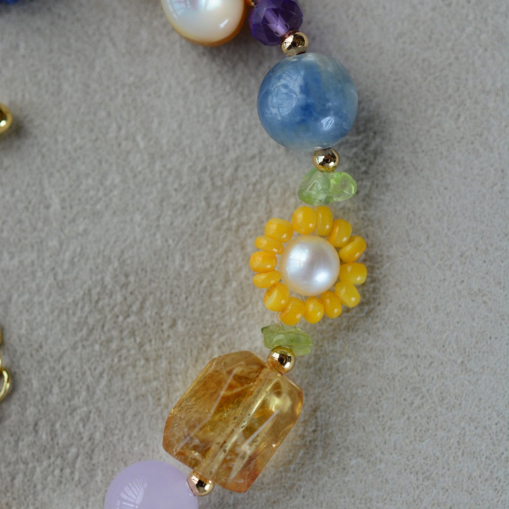 Daisy Bracelets Handmade Flower Bracelet Gemstone Pearl Jewelry