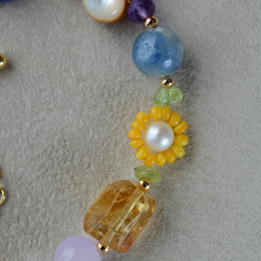 Daisy Bracelets Handmade Flower Bracelet Gemstone Pearl Jewelry