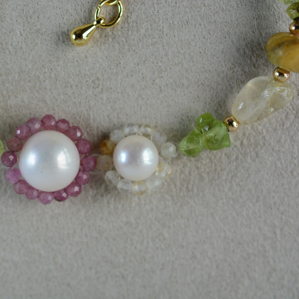 Daisy Bracelets Handmade Daisy Flower Bracelet Gemstone Pearl Jewelry