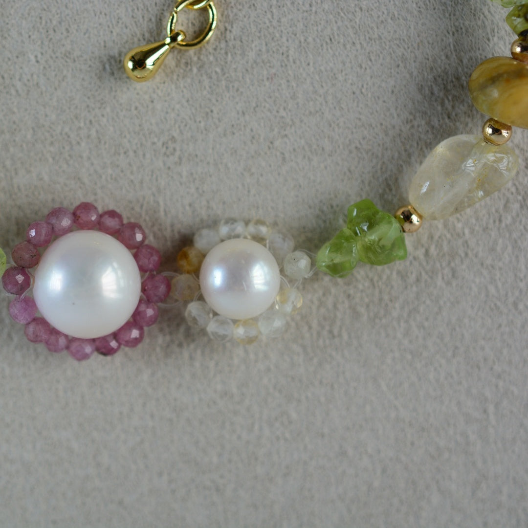 Daisy Bracelets Handmade Daisy Flower Bracelet Gemstone Pearl Jewelry