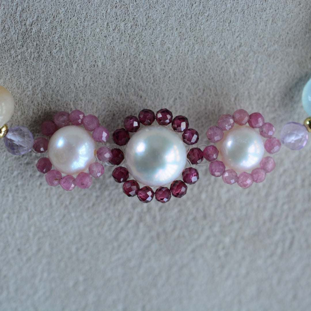 Daisy Bracelets Handmade Flower Bracelet Gemstone Pearl Jewelry